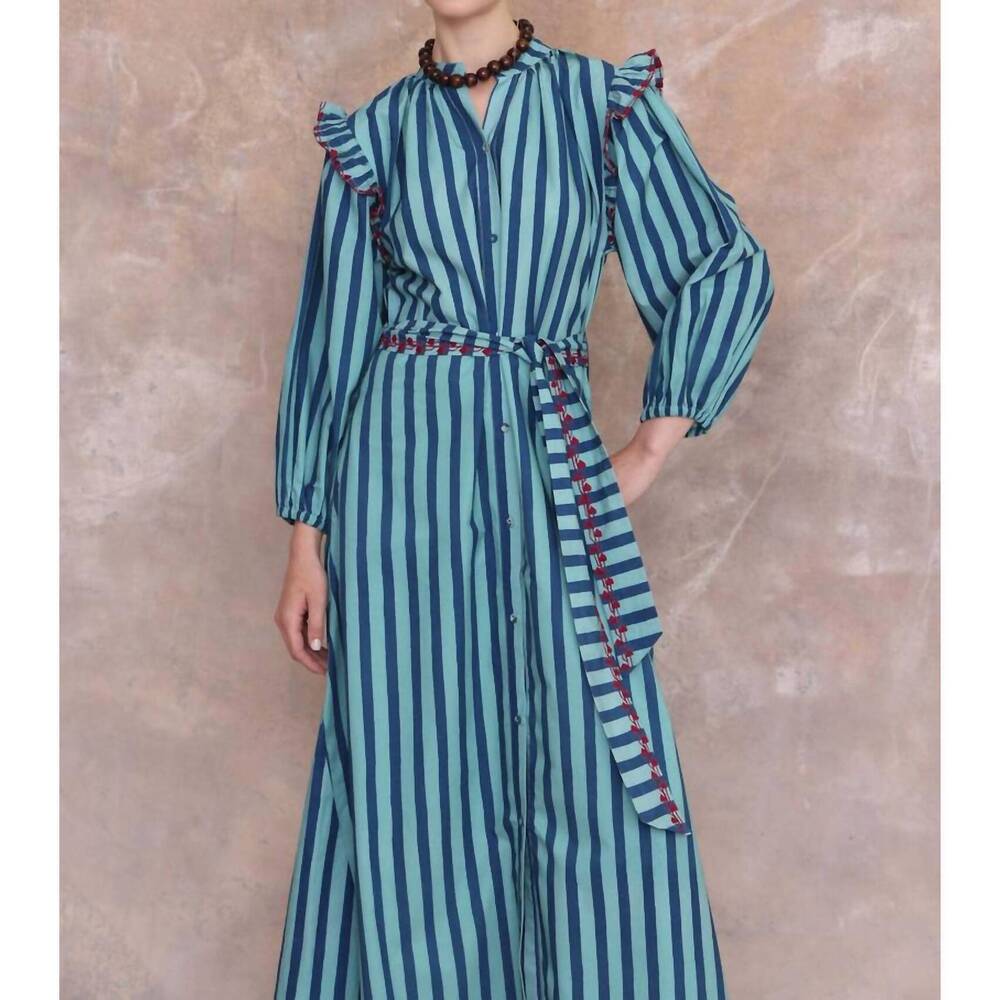 NEW VERO ALFIE ritz maxi dress in blue stripe